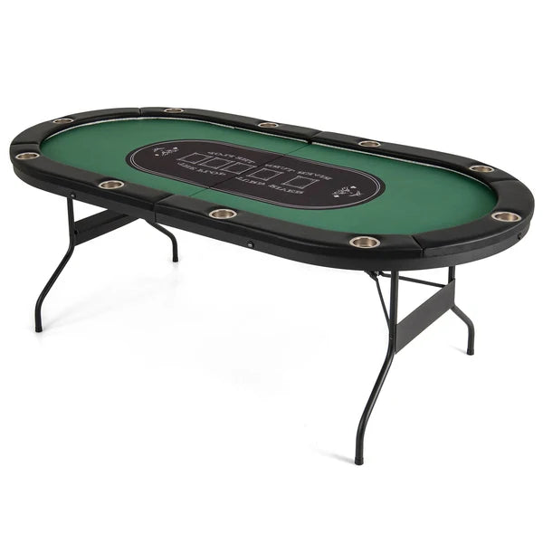 Foldable 10-Player Poker Table with LED Lights and USB Ports Ideal for Texas Casino