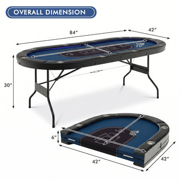 Foldable 10-Player Poker Table with LED Lights and USB Ports Ideal for Texas Casino