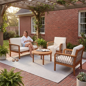4-Piece Acacia Wood Outdoor Patio Furniture Set